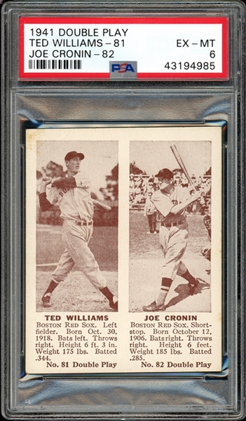 1941 Double Play #81/82 Ted Williams/Joe Cronin PSA 6 EX-MT
