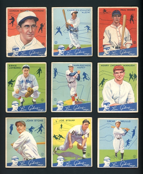 1934 Goudey Group Of 40 Cards With Hall Of Famers Including Waner, Klein, Cochrane, ETC. 