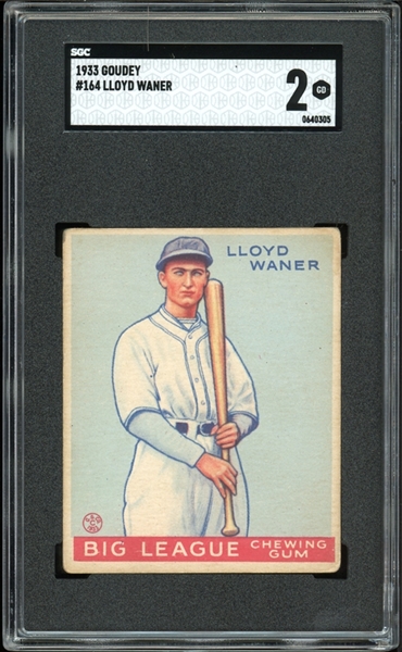 1933 Goudey #164 Lloyd Waner SGC 2 GD