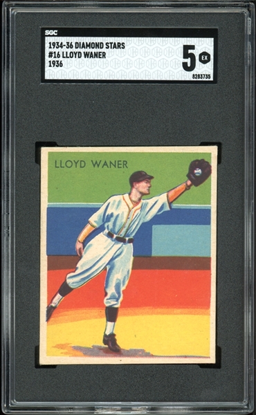 1934-36 Diamond Stars #6 Lloyd Waner 1936 SGC 5 EX