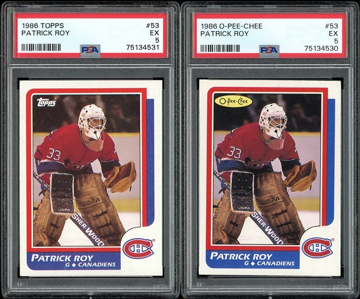 1986 Topps And O Pee Chee Lot Of Two (2) Patrick Roy Rookies PSA