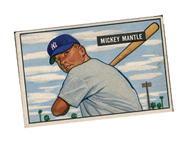 Picture of raw 1951 Bowman Mickey Mantle