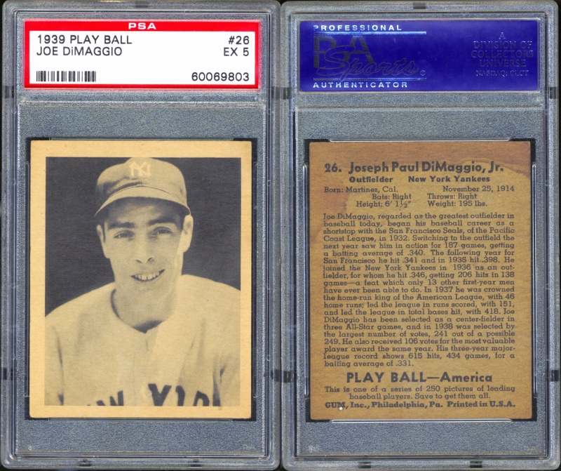 Lot Detail - 1939 Play Ball #26 Joe DiMaggio PSA 5 EX