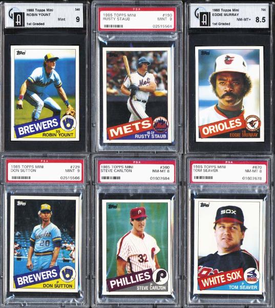 1985 Topps Mini Test Issue Group of 11 SGC and PSA Graded with Stars and HOFers