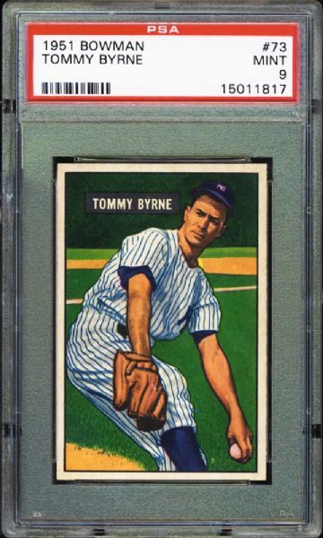 1951 Bowman #73 Tommy Byrne PSA 9 MINT