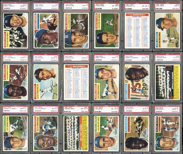 1956 Topps Exceptionally High-Grade Complete Set Completely PSA Graded 