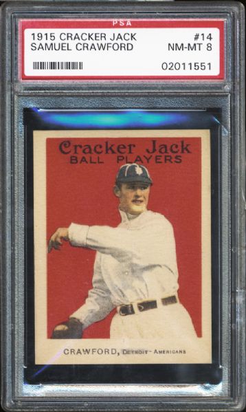 1915 Cracker Jack #14 Samuel Crawford PSA 8 NM/MT