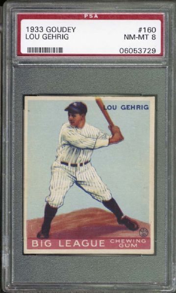 1933 Goudey #160 Lou Gehrig PSA 8 NM/MT