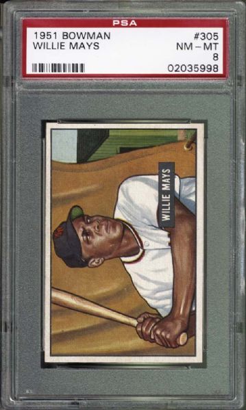 1951 Bowman #305 Willie Mays PSA 8 NM/MT