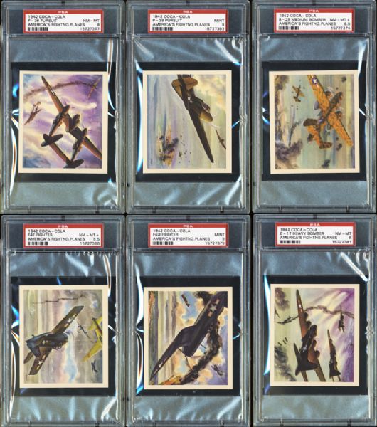 1942 Coca-Cola Americas Fighting Planes Complete Set with PSA Graded Plus Wrapper