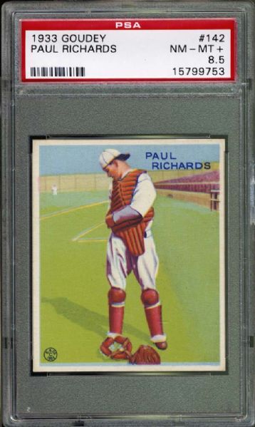 1933 Goudey #142 Paul Richards PSA 8.5 NM/MT+