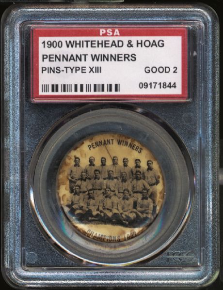 1900 Whitehead & Hoag Pennant Winners Pins Type XIII PSA 2 GOOD