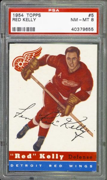 1954 Topps #5 Red Kelly PSA 8 NM/MT