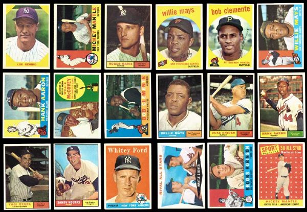 1950s and 1960s Baseball Shoebox Collection with Stars and HOFers 