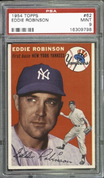 1954 Topps #62 Eddie Robinson PSA 9 MINT