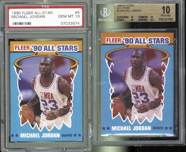 1990 Fleer All-Star #5 Michael Jordan Group of 2 PSA 10 GEM MINT & BGS 10 PRISTINE