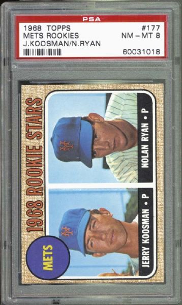 1968 Topps #177 Mets Rookies Koosman/Ryan PSA 8 NM/MT