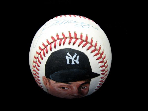 Hand-Painted Autographed Joe DiMaggio Baseball