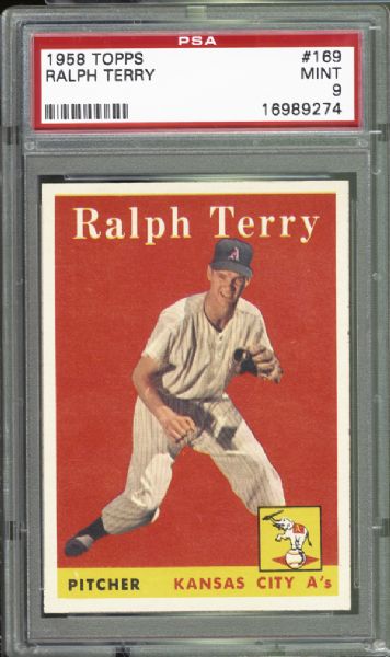 1958 Topps #169 Ralph Terry PSA 9 MINT