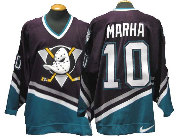 1997-98 Josef Marha Anaheim Mighty Ducks Game-Used Road Jersey