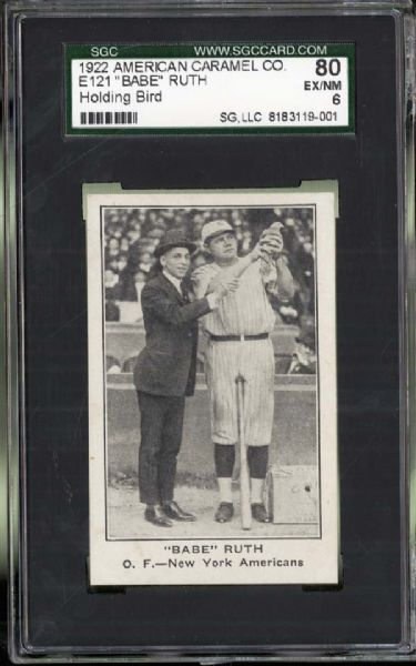 1922 E121 American Caramel Babe Ruth "Holding Bird" SGC 80 EX/NM 6