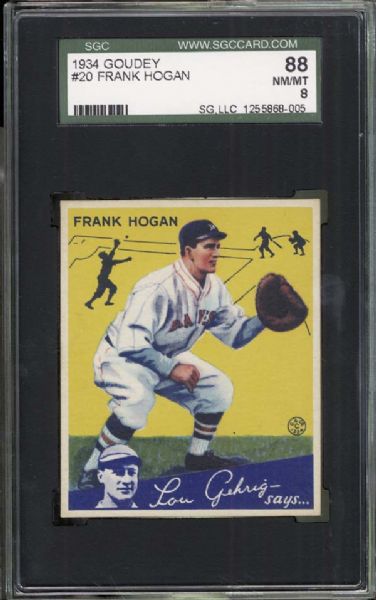 1934 Goudey #20 Frank Hogan SGC 88 NM/MT 8