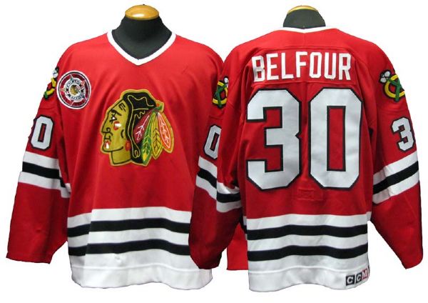 1990-91 Ed Belfour Chicago Blackhawks Game-Used Jersey