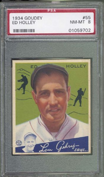 1934 Goudey #55 Ed Holley PSA 8 NM/MT