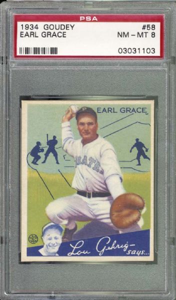 1934 Goudey #58 Earl Grace PSA 8 NM/MT
