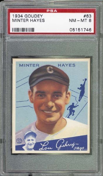 1934 Goudey #63 Minter Hayes PSA 8 NM/MT