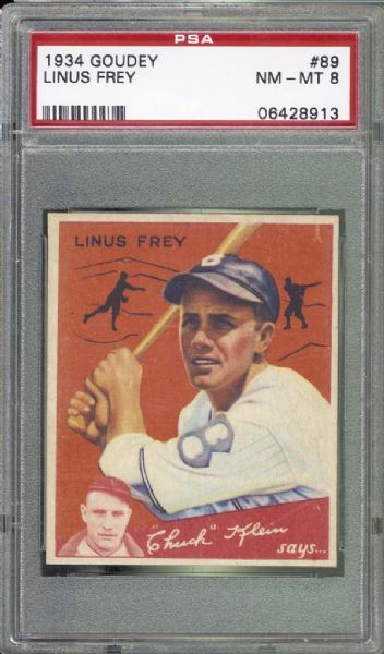 1934 Goudey #89 Linus Frey PSA 8 NM/MT