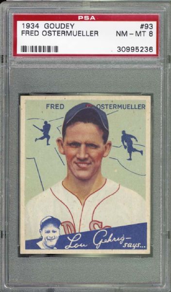 1934 Goudey #93 Fred Ostermueller PSA 8 NM/MT