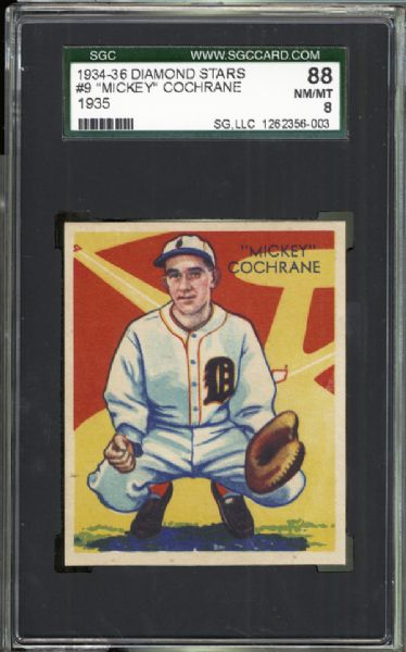 1934-36 Diamond Stars #9 Mickey Cochrane SGC 88 NM/MT 8