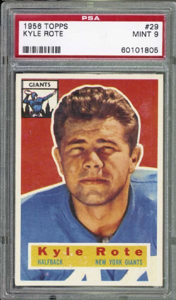 1956 Topps #29 Kyle Rote PSA 9 MINT