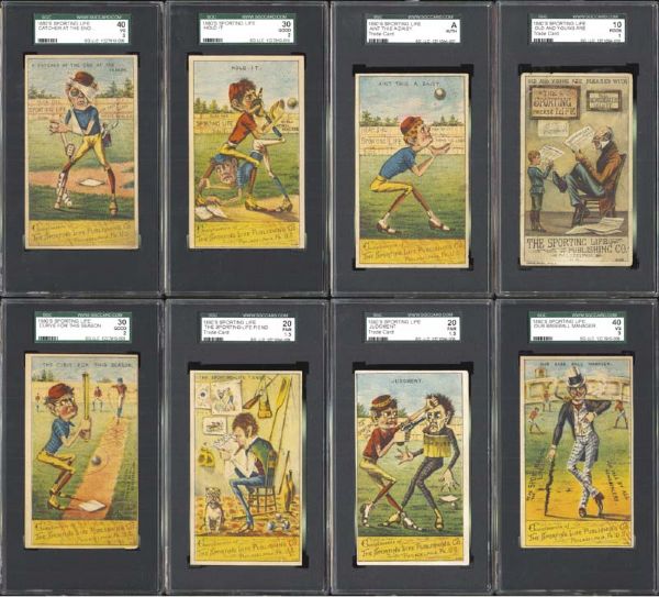 1880s Sporting Life Trade Cards Group of 8 SGC Graded
