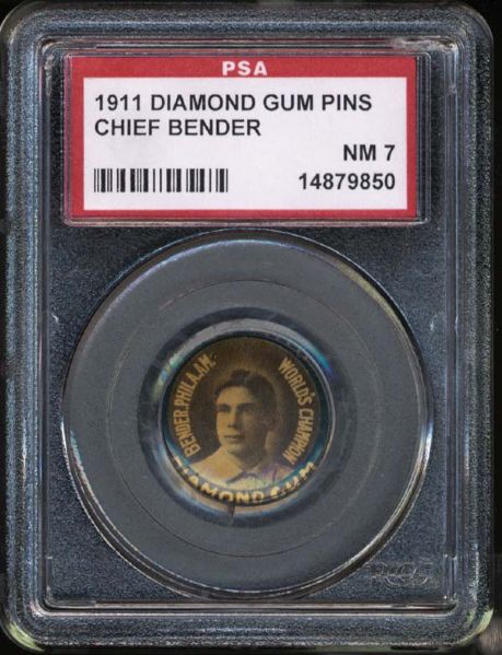 1911 Diamond Gum Pins Chief Bender PSA 7 NM