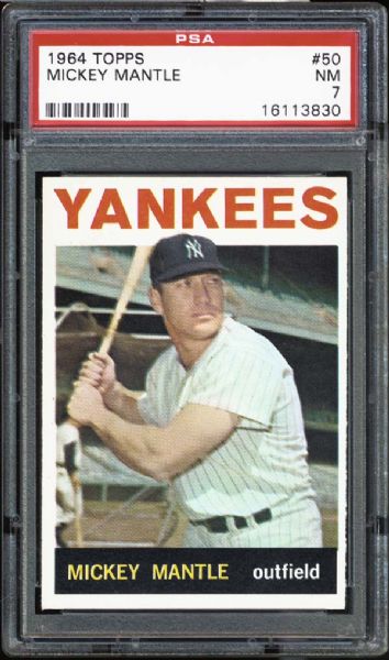 1964 Topps #50 Mickey Mantle PSA 7 NM