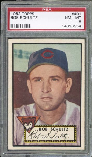1952 Topps #401 Bob Schultz PSA 8 NM/MT