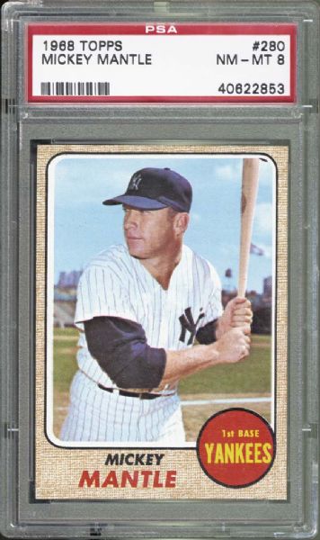 1968 Topps #280 Mickey Mantle PSA 8 NM/MT
