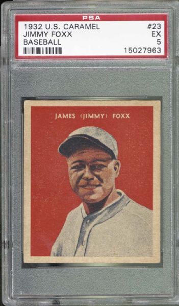 1932 U.S. Caramel #23 Jimmy Foxx PSA 5 EX