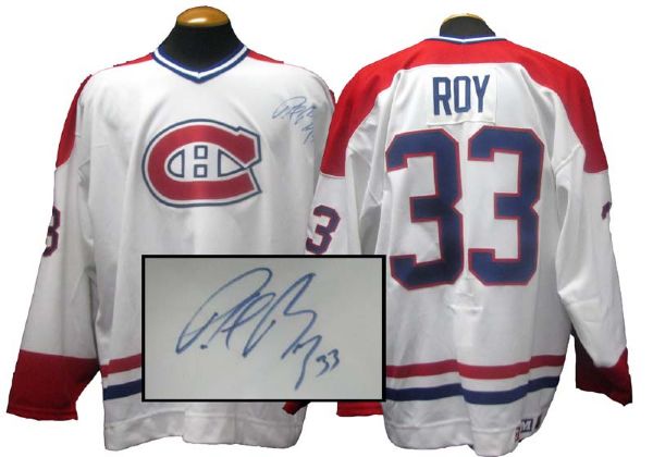 1980s-90s Patrick Roy Montreal Canadiens Game-Used Signed Road Jersey