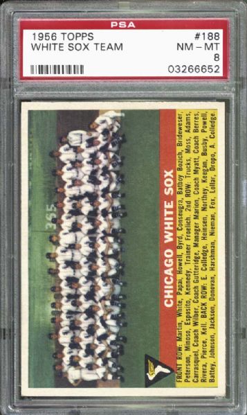 1956 Topps #188 White Sox Team PSA 8 NM/MT