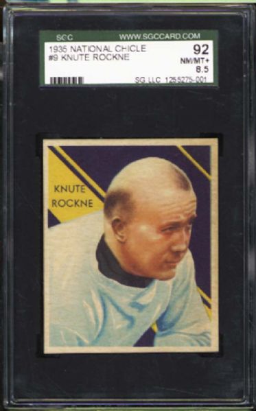 1935 National Chicle #9 Knute Rockne SGC 92 NM/MT+ 8.5