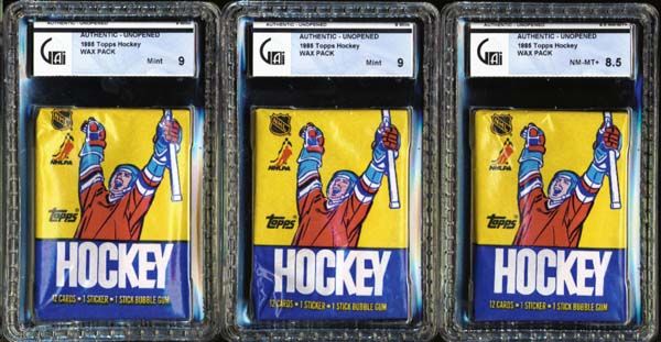 1985 Topps Hockey Group of 3 Unopened Wax Packs All GAI Graded