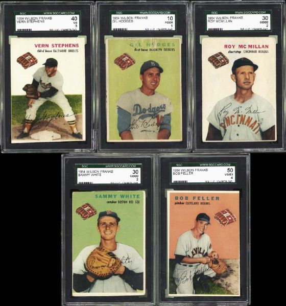 1954 Wilson Franks Group of 5 All SGC Graded with Feller and Hodges