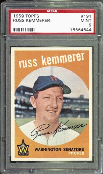 1959 Topps #191 Russ Kemmerer PSA 9 MINT