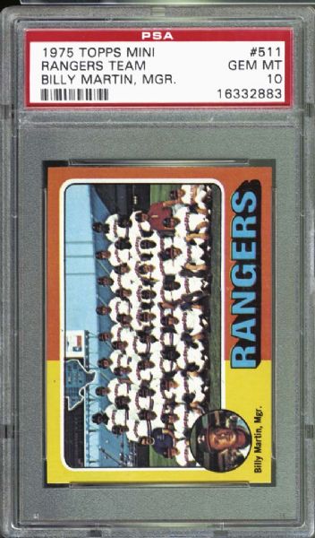 1975 Topps Mini #511 Rangers Team PSA 10 GEM MINT