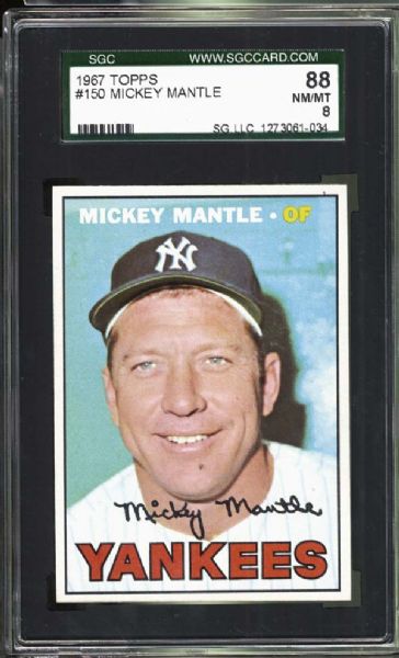 1967 Topps #150 Mickey Mantle SGC 88 NM/MT 8