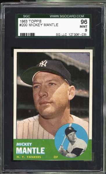 1963 Topps #200 Mickey Mantle SGC 96 MINT 9
