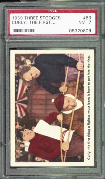1959 Fleer #63 The 3 Stooges "Curly, the First Thing" PSA 7 NM